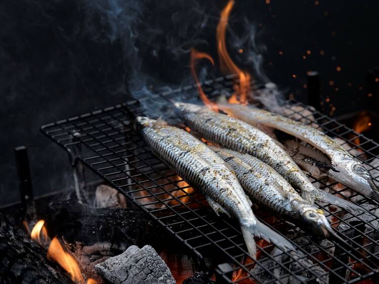 Fish over charcoal