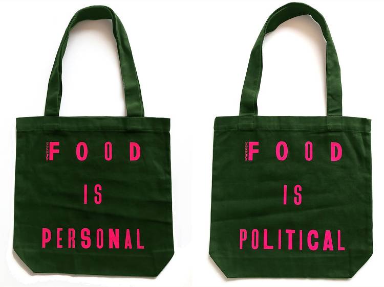 Now Serving’s “Food is Political, Food is Personal” tote bag