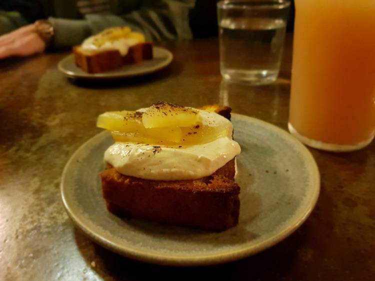 Chicken schmaltz cornbread at Fancy Hank's
