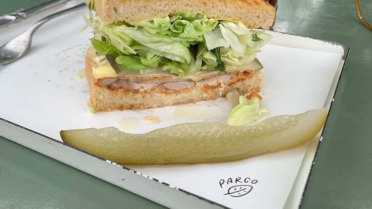 Chicken schnitzel sandwich at Parco