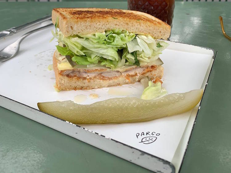 Chicken schnitzel sandwich at Parco