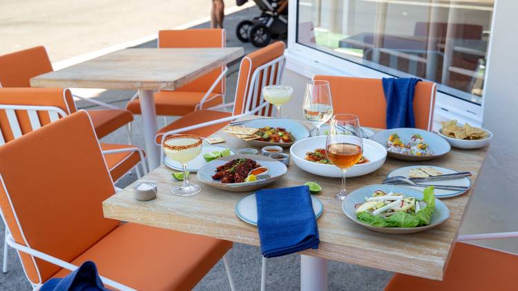 Plates of food on a table