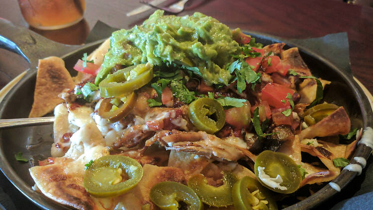 Pulled pork nachos from Gus’s BBQ