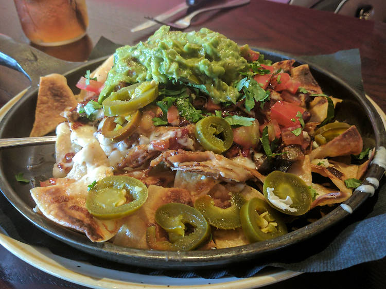 Pulled pork nachos from Gus’s BBQ