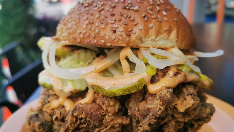 Buttermilk fried chicken sandwich at Burger Club