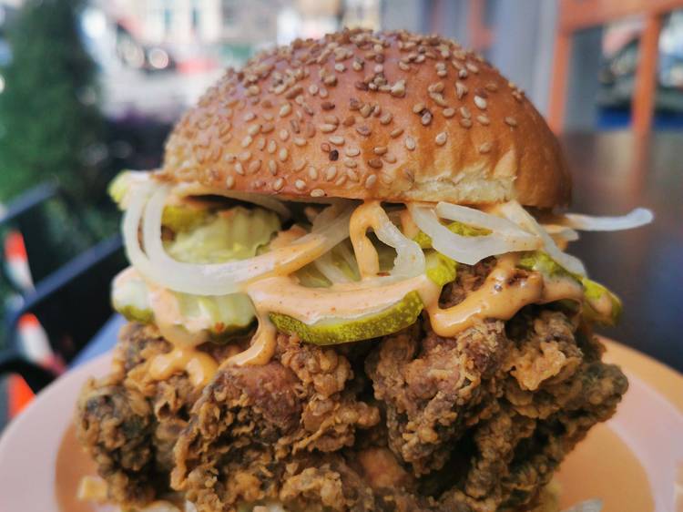 Buttermilk fried chicken sandwich at Burger Club