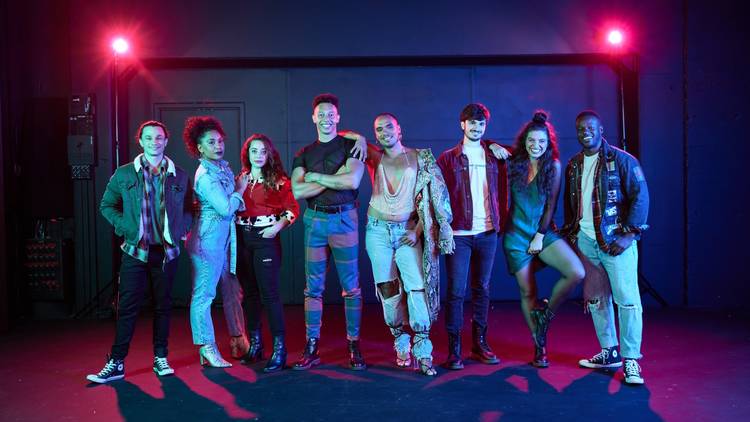 The spunky cast of rock musical Rent