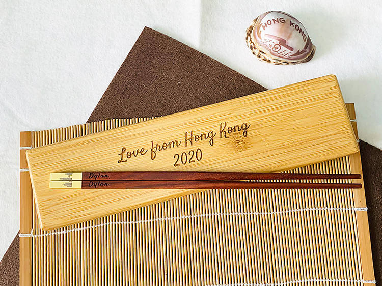 My Love HK's engraved wooden chopsticks 