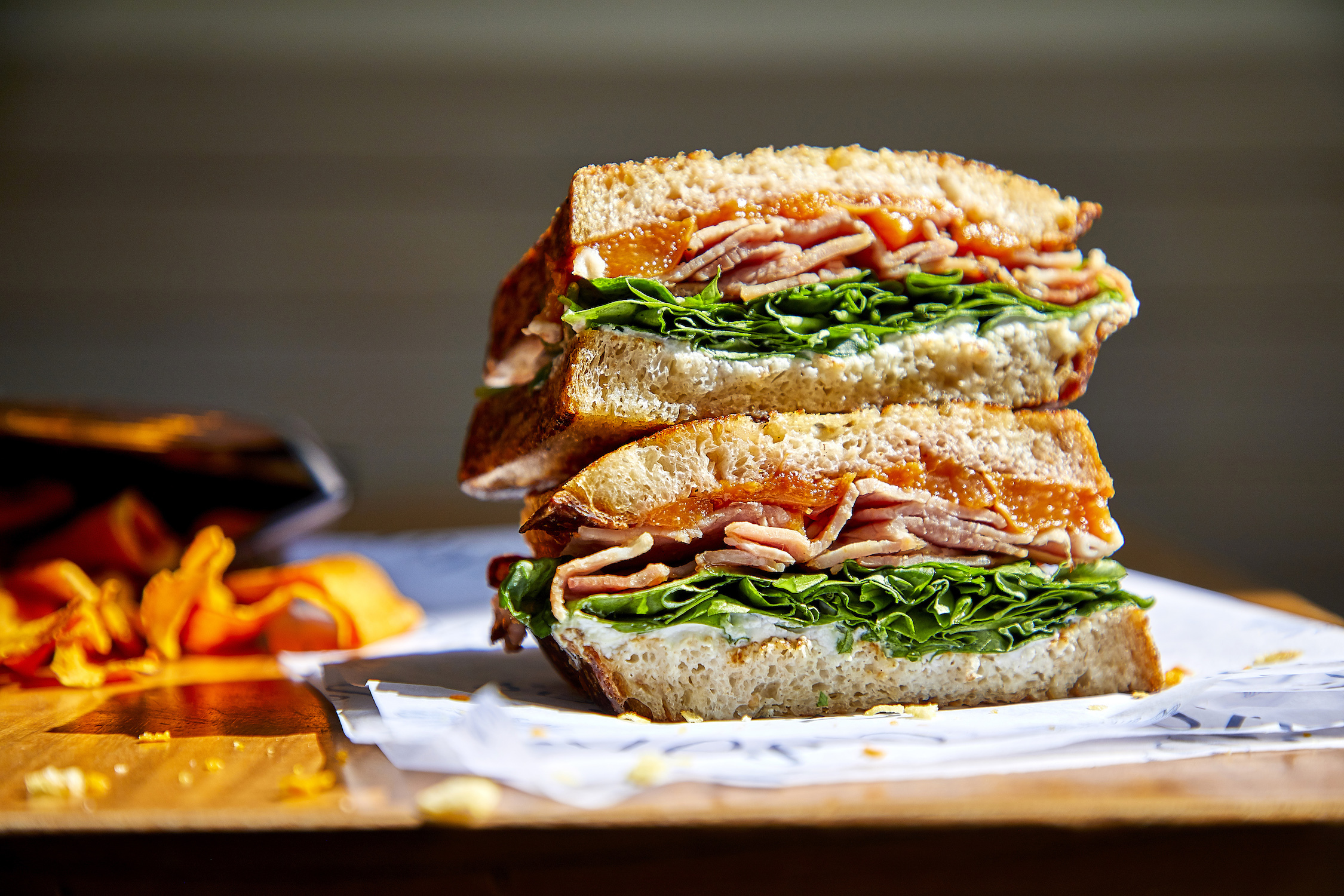 An artistic and surreal representation of sandwiches.