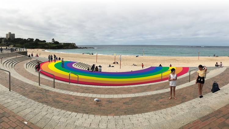 The council approved the painting of a brand new rainbow walkway on Coogee Beach 