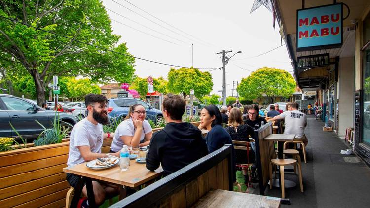 Outdoor dining at Mabu Mabu in inner west Melbourne