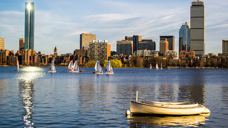 Boston summer, skyline, Charles River