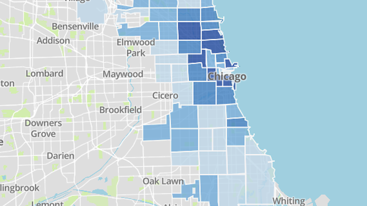 This map shows how many people have been vaccinated in each Chicago ZIP ...