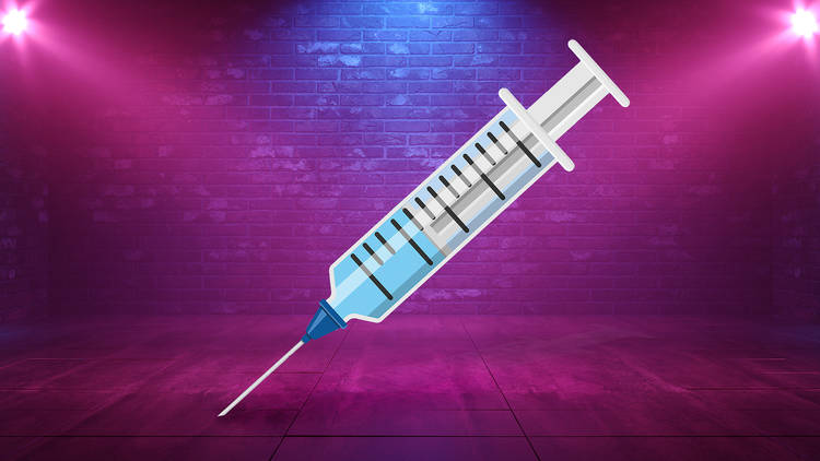 vaccination in an empty London nightclub