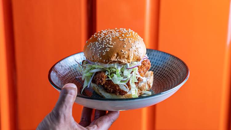 Burger on a plate