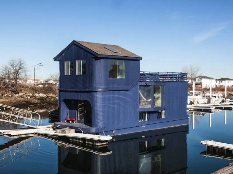 The beautifully restored houseboat in Queens