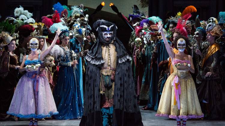 A masquerade ball scene from Verdi's opera Ernani