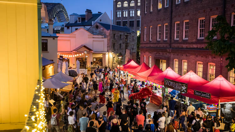 Aerial shot of the Lunar New Year Markets in 2020