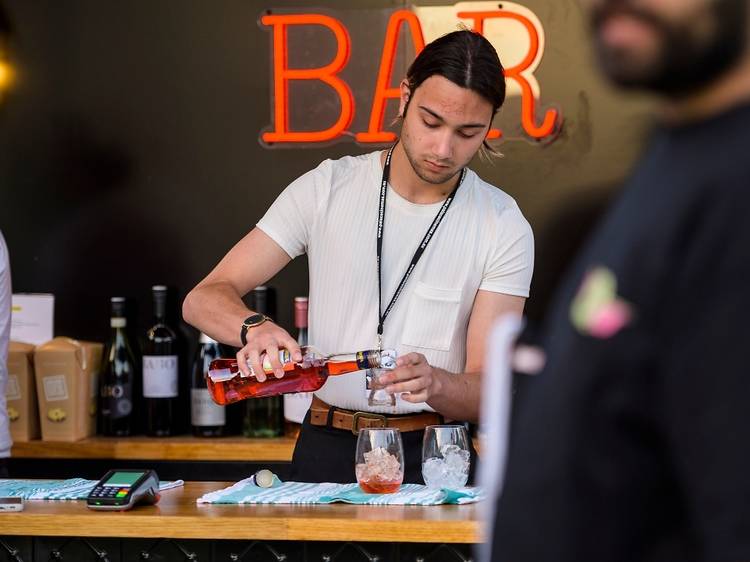 A custom-made pop-up bar