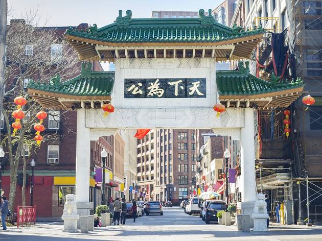 Boston Chinatown Gate at the entrance to Chinatown in Boston