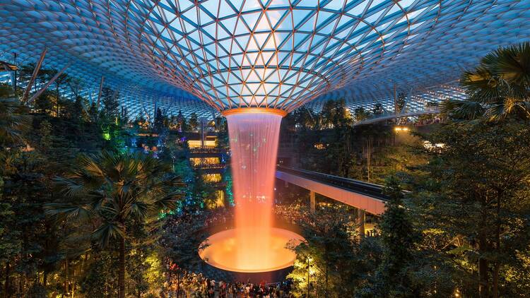 Suspended trampolines, waterfalls, and endless retail