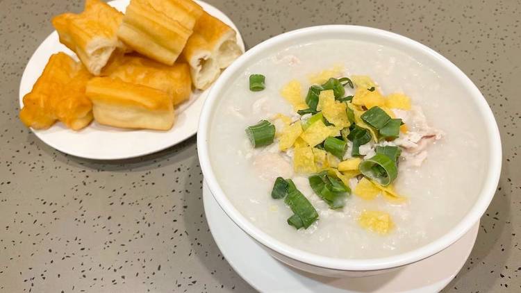 Chicken congee with youtiao at Superbowl Chinese Restaurant