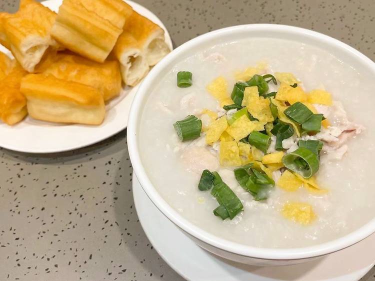 Chicken congee with youtiao at Superbowl Chinese Restaurant