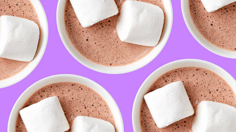 Hot chocolates with marshmallows on top