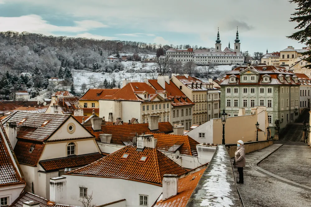 Prague in the snow