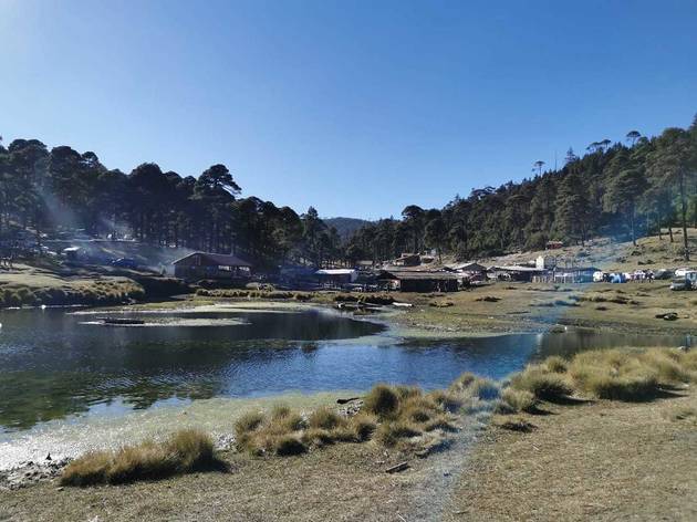 Presa Iturbide en el Estado de México Toma abierta de un bosque y una presa