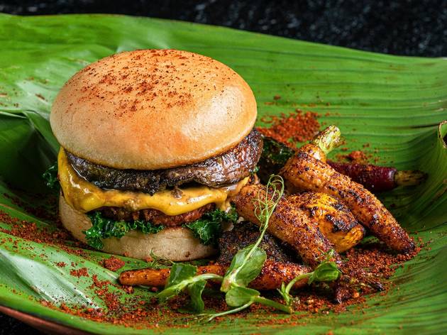 Hamburguesa vegana en Sonora Grill Hamburguesa vegana en Sonora Grill