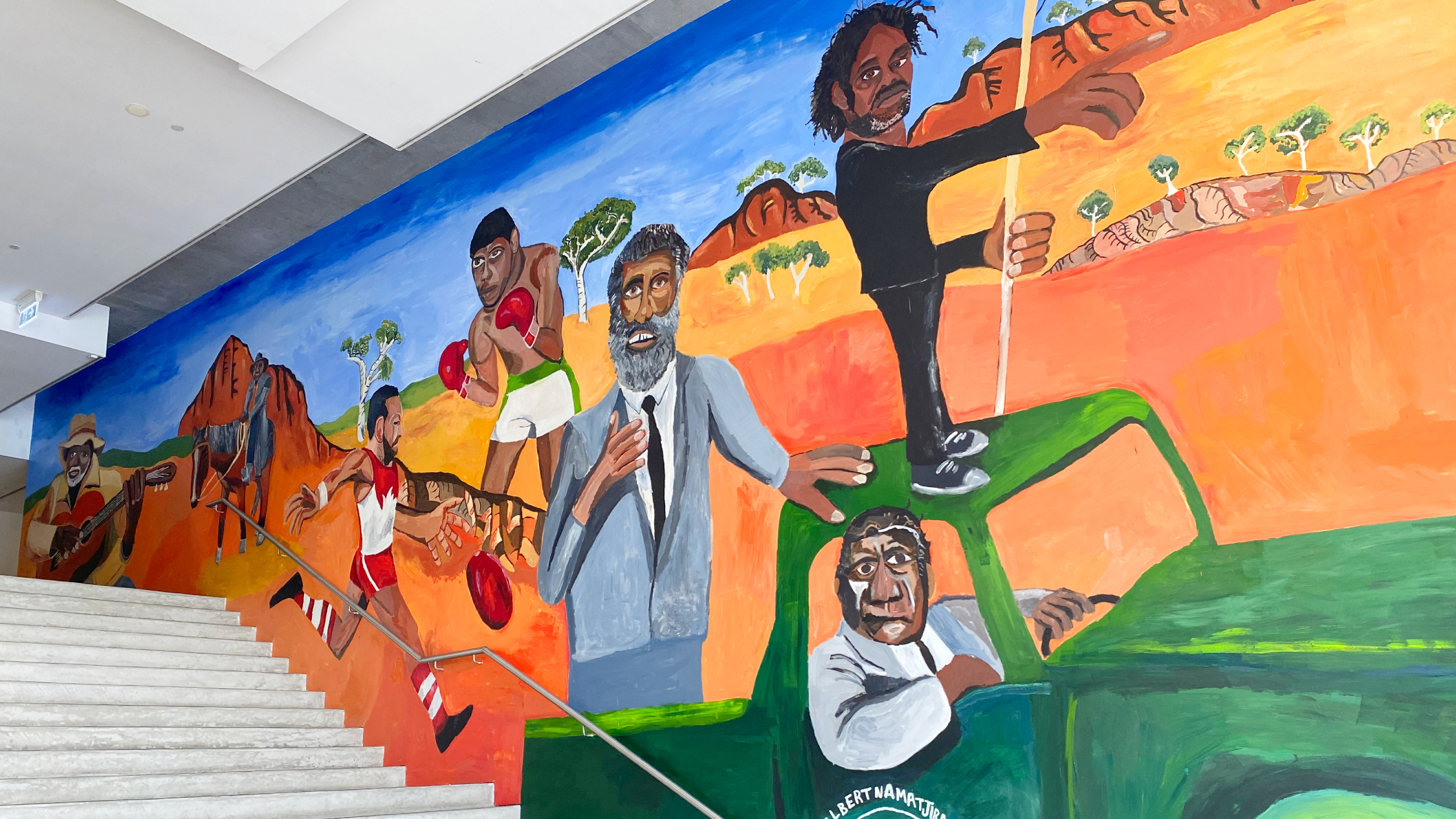 The MCA has unveiled its incredible new Foyer mural by Archibald-winner Vincent Namatjira The MCA has unveiled its incredible new Foyer mural by Archibald-winner Vincent Namatjira