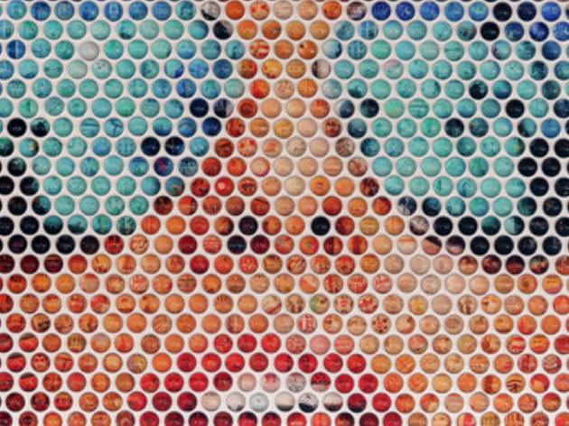 Nemo Jantzen, Art Month 2021 A dot point art work depicting a women in blue aviator shades