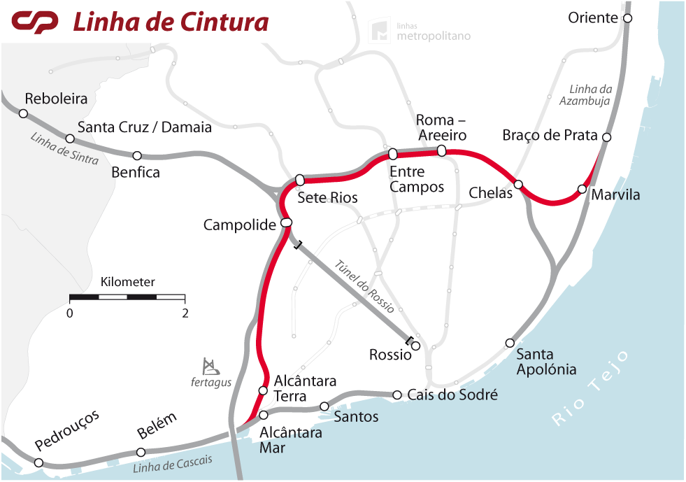 Mapa da Linha de Cintura
