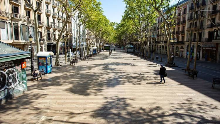 La Rambla de Barcelona sense turistes