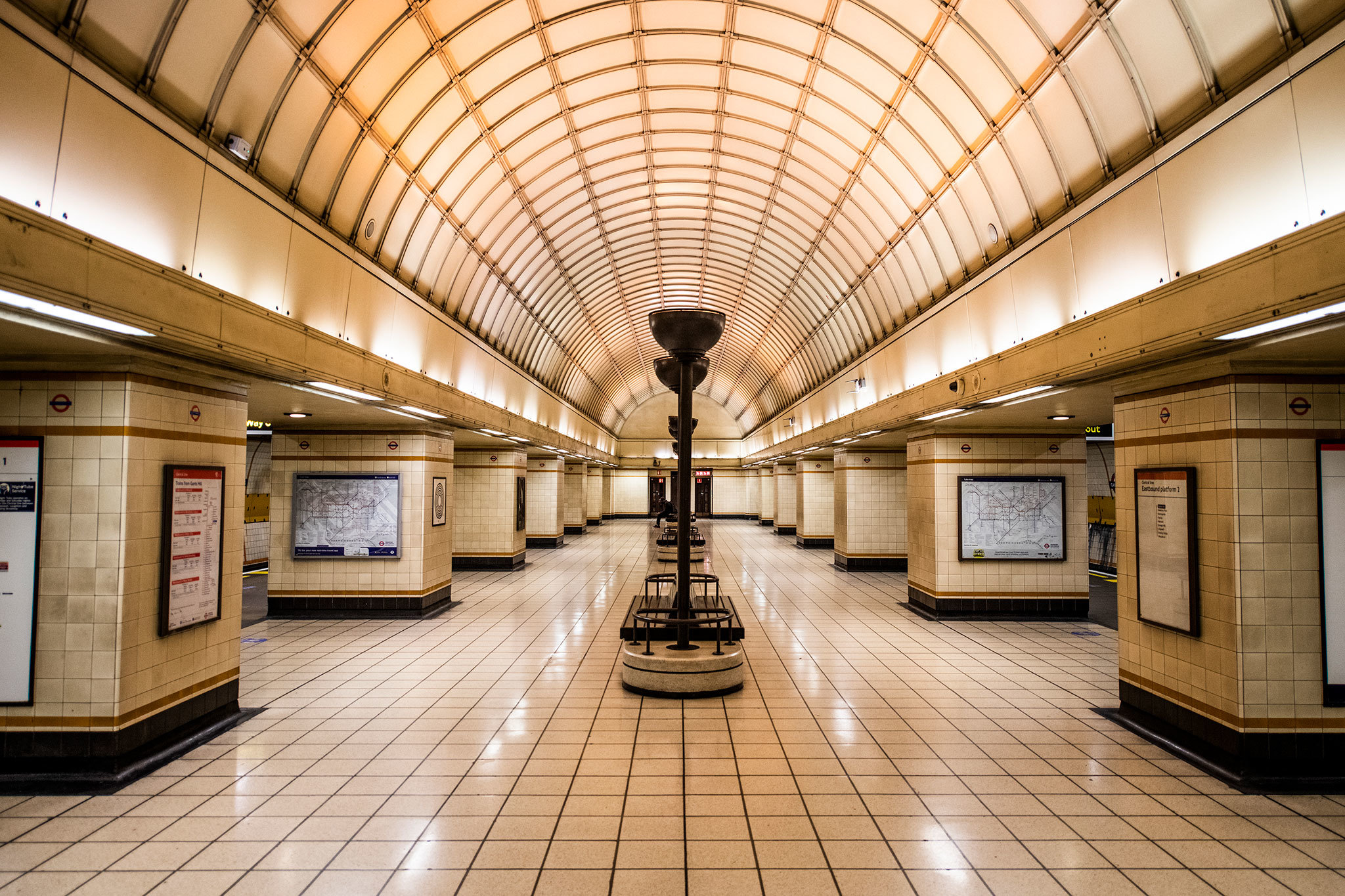 Empty underground photography series shot during lockdown in London