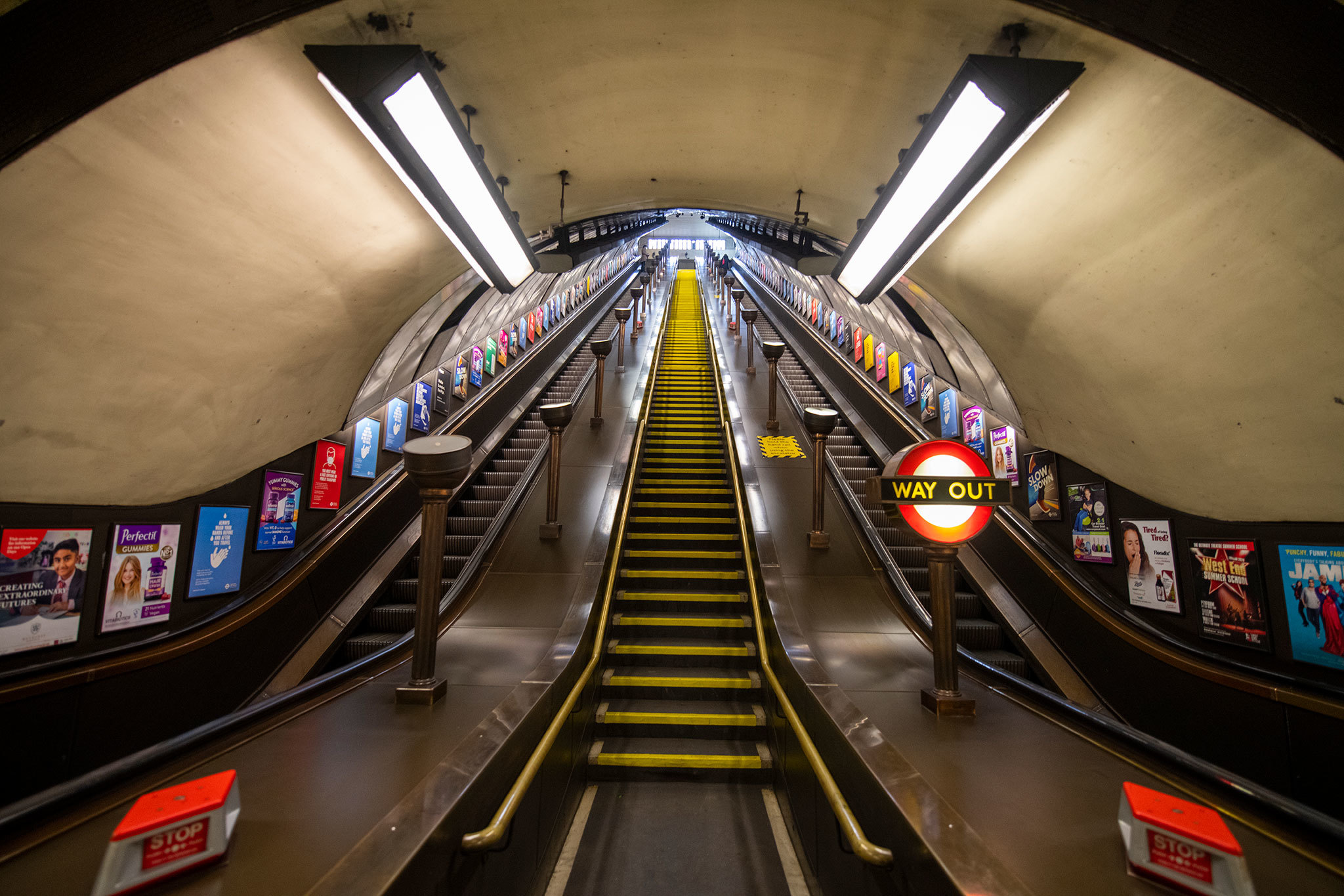 Empty underground photography series shot during lockdown in London