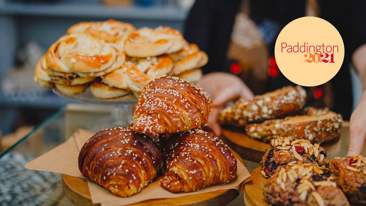 Funkis Koket's pretzel croissant with Paddington badge