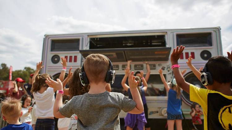 Kids at a silent disco