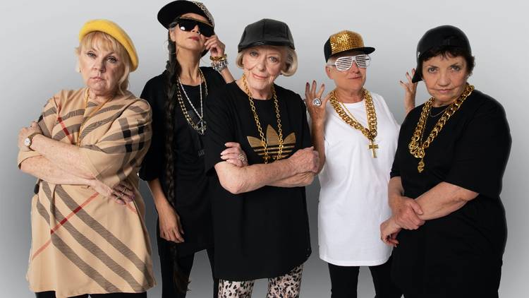 Senior women in hip-hop gear