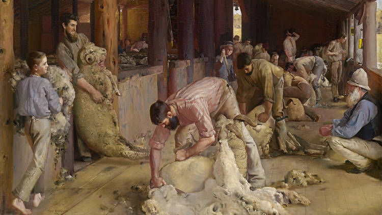 Shearing the rams, Tom Roberts (Photograph: NGV | Detail of Shearing the rams, 1890, Tom Roberts)