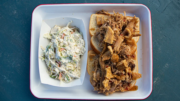 Rod’s Original Whole Hog Pork Sandwich from Rodney Scott’s Whole Hog BBQ Rod’s Original Whole Hog Pork Sandwich from Rodney Scott’s Whole Hog BBQ