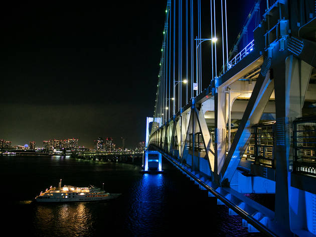 Odaiba Rainbow Bridge night walk Odaiba Rainbow Bridge night walk