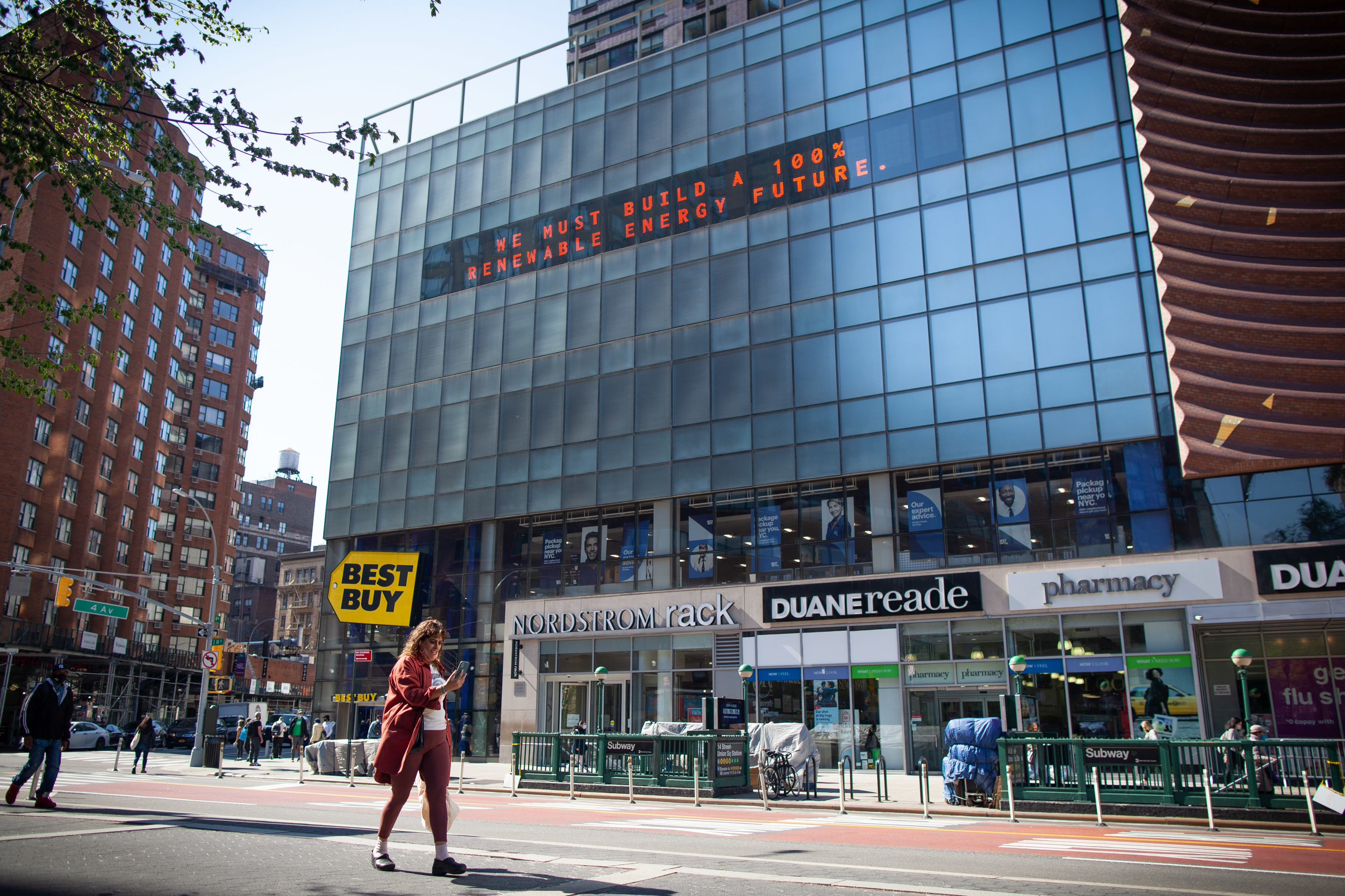 That giant clock in Union Square now has a fascinating new feature