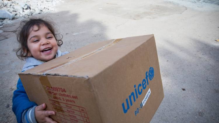 UNICEF Mother's Day child with box