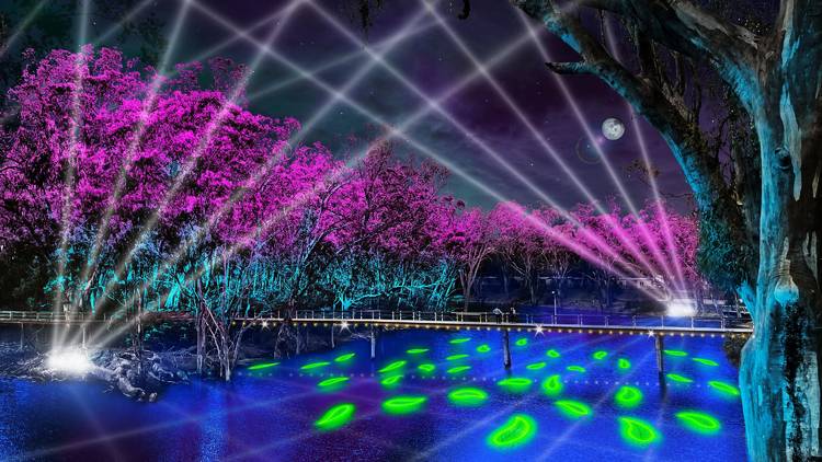 Render of Moama Lights projections