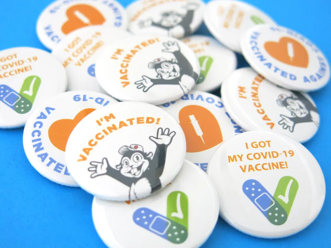 I Got Vaccinated buttons from Busy Beaver Button Co