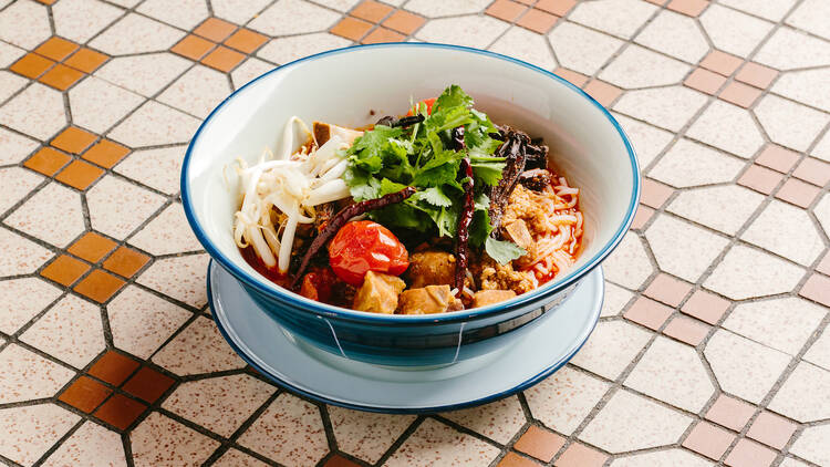 Spicy pork tomato noodles by Narisara Somboon of ChaChaWan