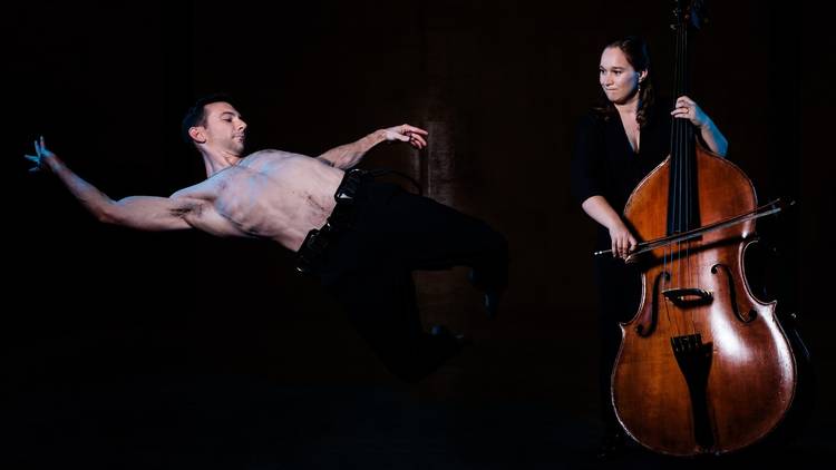 A dancer and a double bass player