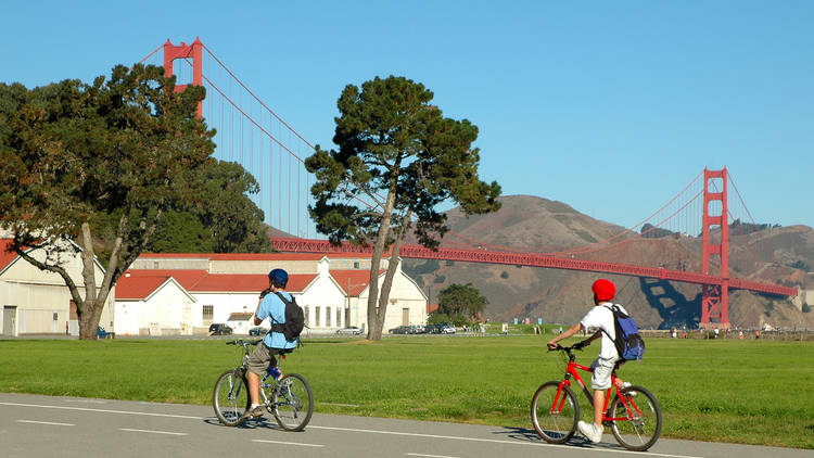 Bike through Crissy Field to Fort Point